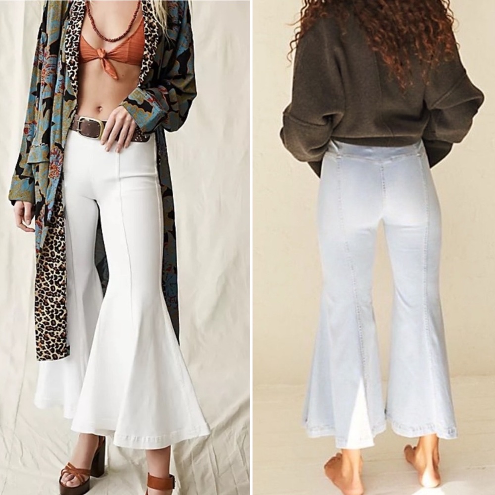 BOGO! Free People We The Free Cha Cha Flare Leg Cropped White Denim Pants 26 - Picture 1 of 11